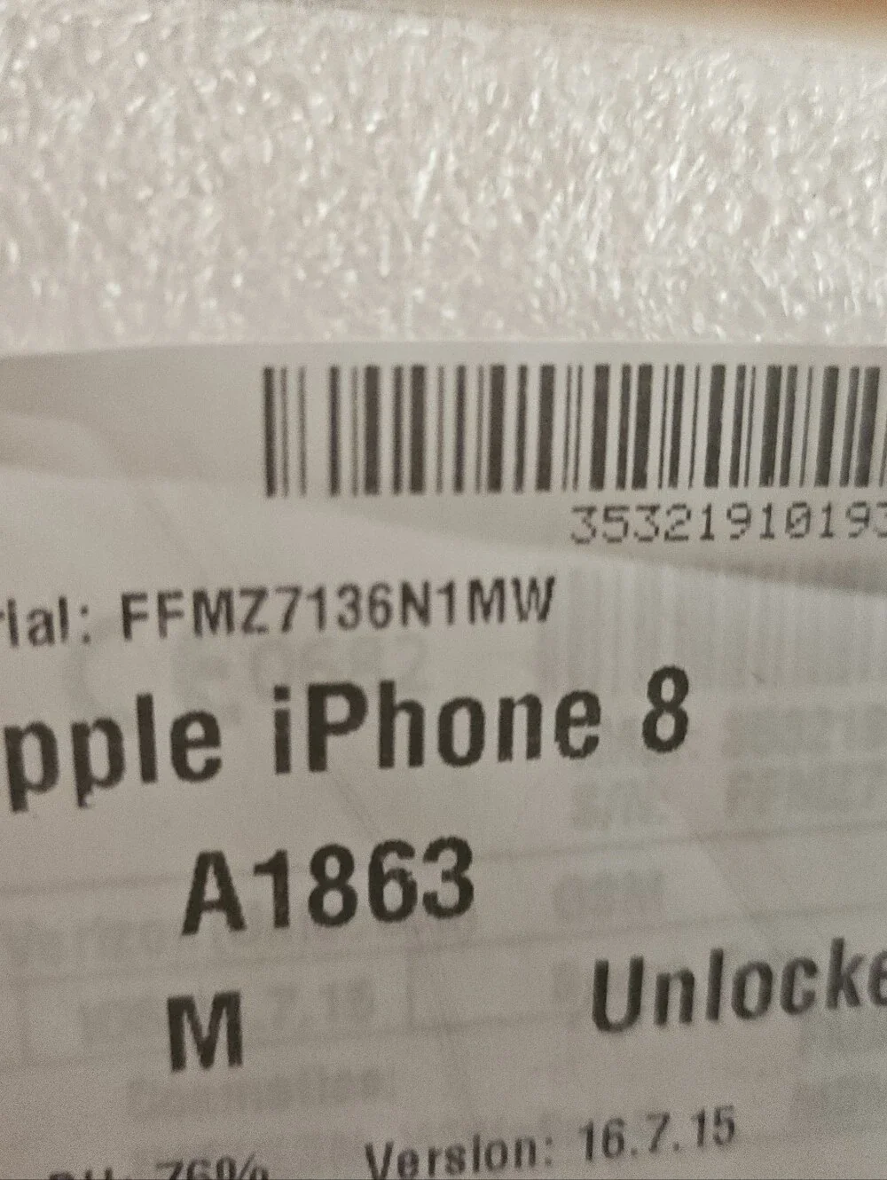 Apple iPhone 8 Label - Black Text on White Background